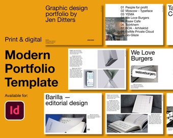 Modern Portfolio Template | Adobe InDesign | Minimal Portfolio Template | Digital Portfolio Template | Digital and Print Portfolio