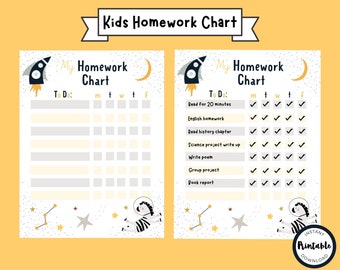 Kids Homework Tracker Printable, Homework Planner, Assignment Tracker, Homework Printable, Homework Chart, Assignment Planner, Homeschool