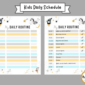 Kids Daily Schedule Template Printable, Daily Planner for Kids, Daily Schedule Routine, Calendar Checklist, Hourly Schedule, Homeschool