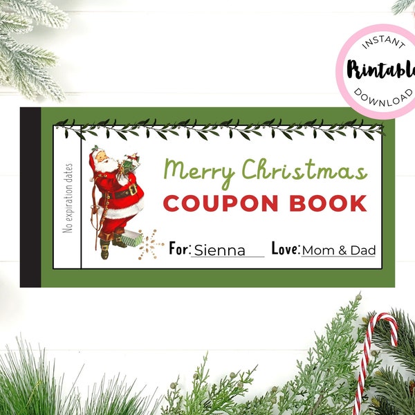 Printable Christmas Coupon Book | Kids Coupon Book | Christmas Coupons | Stocking Stuffer | Christmas Gift | Printable Coupons | Santa Claus