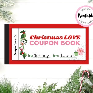 Printable Christmas Coupon Book | Love Coupons | Coupon Book for Husband | Stocking Stuffer | Printable Coupons | Love Voucher
