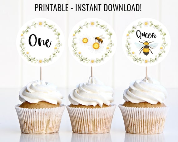 Bee Cupcake Toppers Printable Cupcake Toppers (Download Now) 