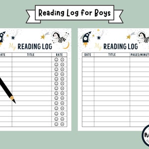 Kids Reading Log, Reading Log Printable, Kids Reading Chart, Reading Log for Kids, Reading Log Tracker, Homeschool Reading, Reading List