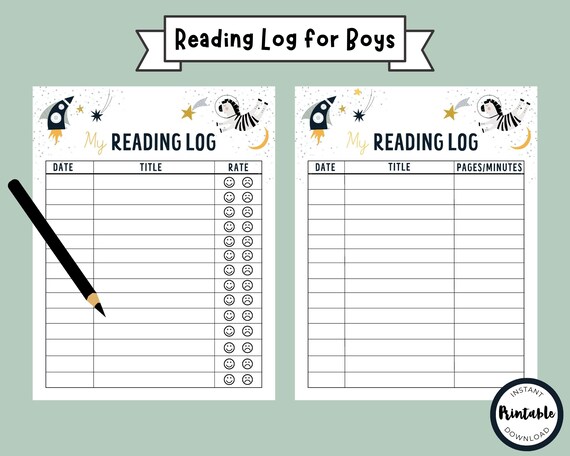 Kids Reading Log Reading Log Printable Kids Reading Chart | Etsy