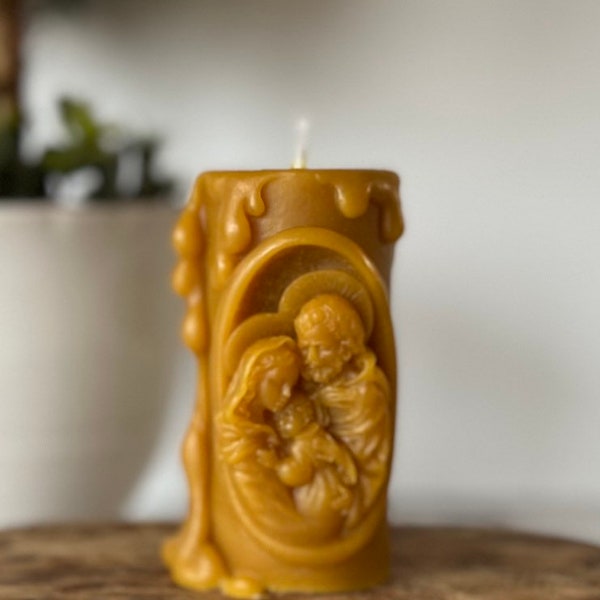 Holy Family Beeswax Candle