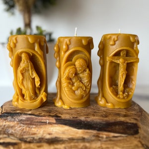 Pure Beeswax Catholic Candle Set