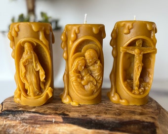 Pure Beeswax Catholic Candle Set