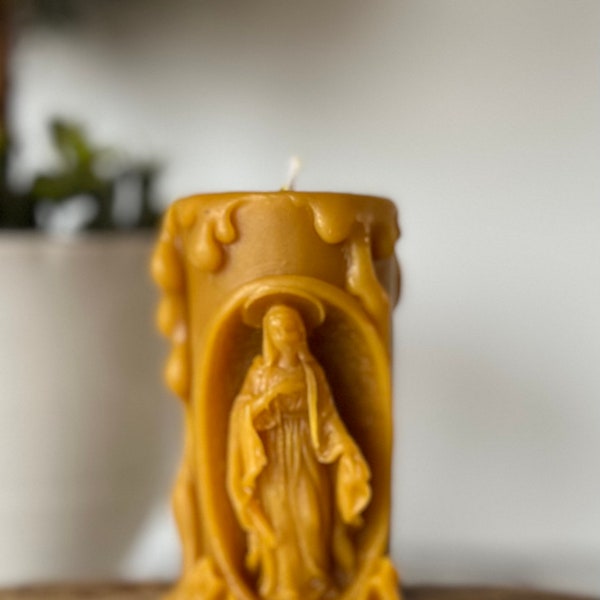 Virgin Mary Beeswax Candle