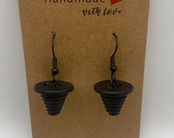 Black trocar button earrings