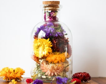 Dried Flower Terrarium Bouquet / Home Decor / Bohemian Inspired / Apothecary Jars/ Curio Jars/ Cottage Core Decor / Gift