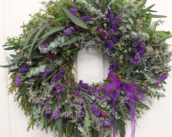 Wild Sea Lavender Eucalyptus Wreath / Front Door Wreath / Spring Wreath / Home Decor / Mothers Day / Gift