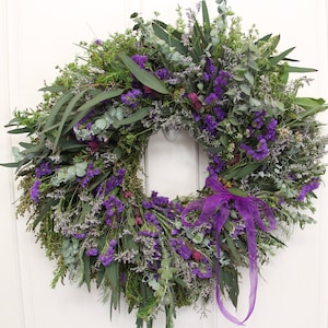 Wild Sea Lavender Eucalyptus Wreath I Fresh Wreath I Fall Holiday Wreath I Home Decor I Front Door Wreath I Flower Gift I Holiday Decor