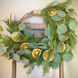 Wild Citrus Eucalyptus Wreath I Fresh Holiday Wreath I Holiday Decor I Front Door Wreath I Gift I Dried Orange I Home Decor I Fresh Greenery