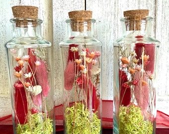 Rosé Flower Field Terrarium -  Dried Flowers, Bookshelf & Desk Decor, Flower Vase, Gifts For Her