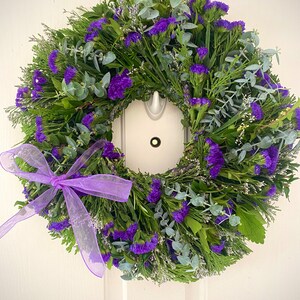 Wild Sea Lavender Eucalyptus Wreath / Front Door Wreath / Spring Wreath / Home Decor / Mothers Day / Gift Manicured Circle