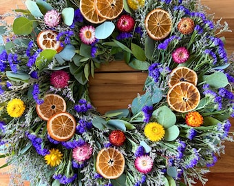 Flower Market FRESH Wreath: Bay Leaf, Eucalyptus + Citrus - Front Door Wreath, Gift for Her