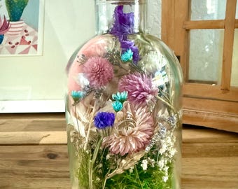 Flower Field Terrarium: Dried Flowers, Desk & Book Shelf Decor - Flower Vase, Gifts For Her