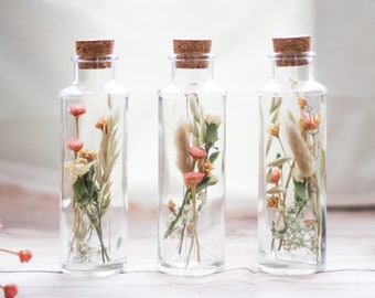 Dried Flower Apothecary Jars | Botanical Glass Vials | Mini Dried Wildflowers Jar | Home decor I Wedding I Birthday I Gift
