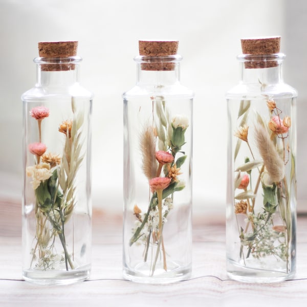 Dried Flower Apothecary Jars | Botanical Glass Vials | Mini Dried Wildflowers Jar | Home decor I Wedding I Birthday I Gift