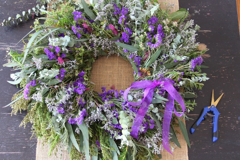 Wild Sea Lavender Eucalyptus Wreath / Front Door Wreath / Spring Wreath / Home Decor / Mothers Day / Gift image 3