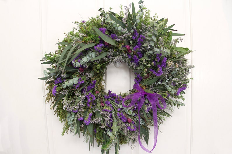 Wild Sea Lavender Eucalyptus Wreath / Front Door Wreath / Spring Wreath / Home Decor / Mothers Day / Gift image 7