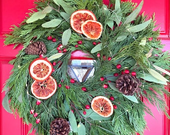 Cedar Berry & Citrus FRESH Christmas Wreath , Front Door Wreath, Holiday Decor - Gift For Her