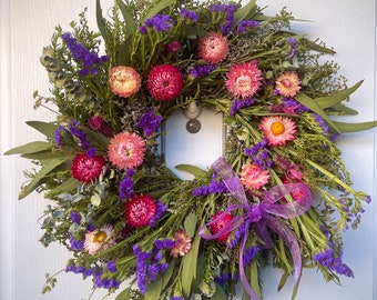 Wild Sea Lavender Flower Wreath / Spring Wreath/ Home Decor / Gift / Mothers Day / Front Door Wreath