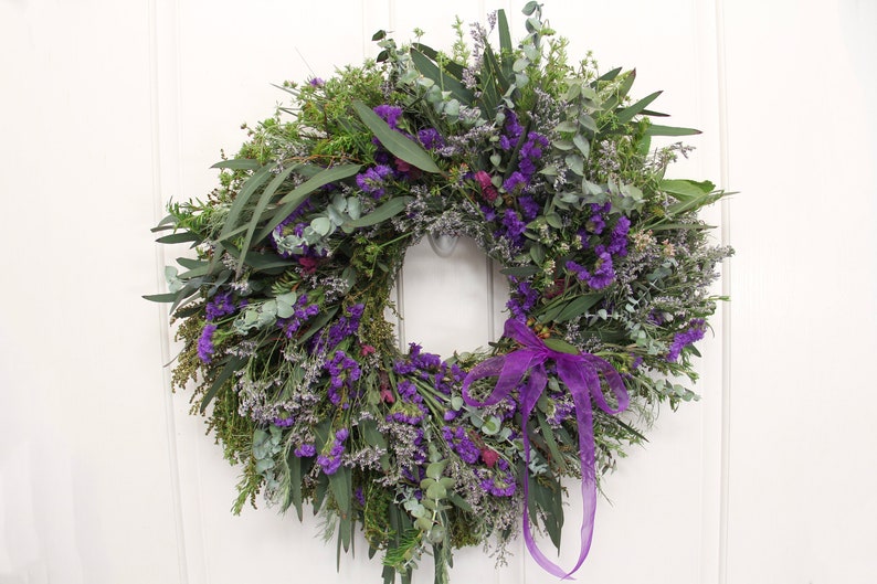 Wild Sea Lavender Eucalyptus Wreath / Front Door Wreath / Spring Wreath / Home Decor / Mothers Day / Gift image 5