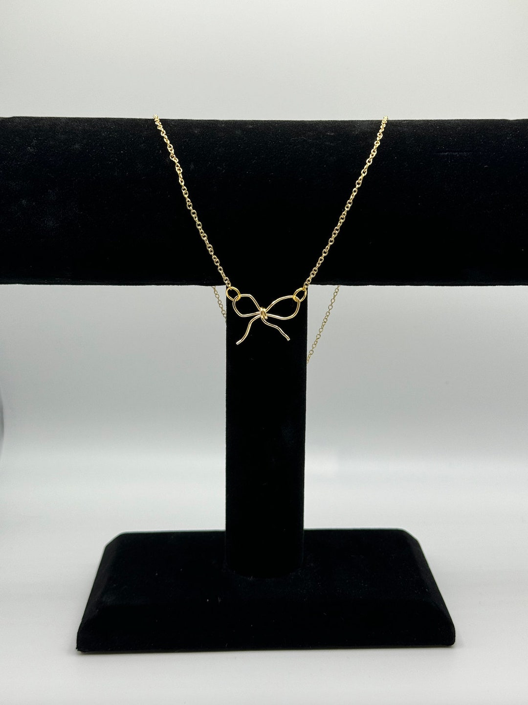 Dainty Gold Ribbon Necklace Nickel Free Chain Gold Ribbon on
