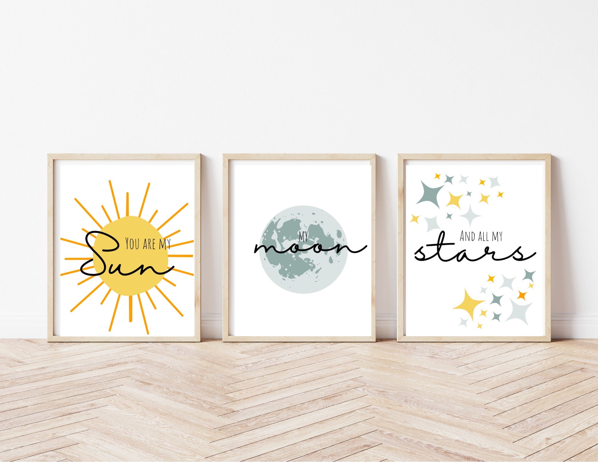 Neutral Nursery Wall Decor Set of 3 - My Sun, Moon, and Stars - Etsy