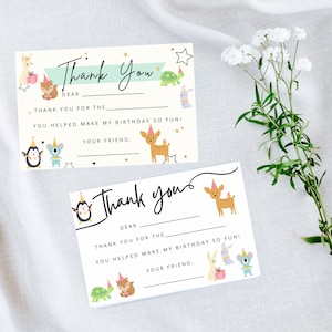 Fill In the Blank Thank You Card, Kids Fill In the Blank Thank You Cards, Kids Thank You Card Party Animal - Printable