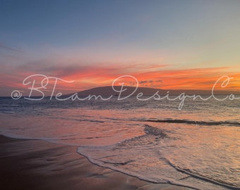 Maui, Hawaii photography | Hawaiian sunset photo | Ocean sunset image | beach sunset wall decor | sand, sea, and sunset home decor