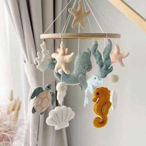 Whale mobile Nautical mobile Marine mobile nursery Ocean mobile Sea mobile nursery Ocean creatures theme gift newborn gift baby shower gift