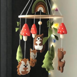 Forest Animal Mobile: Handmade Felt Woodland Nursery Decor