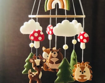 Bear mobile,Fox mobile,Forest mobile,woodland mobile,Forest animals nursery mobile,squirrel,Fox,deer,raccoon,bunny,hedgehog,baby gifts