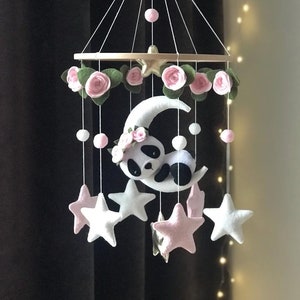 Panda mobile nursery decor,baby shower decorations,panda theme,crib mobile,pregnancy gift,new baby,fairytale mobile,baby gift,panda gift