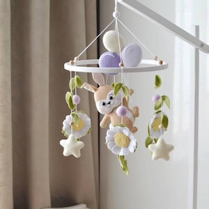Bunny mobile rabbit mobile heart mobile bunny themed nursery decor bunny crib mobile newborn gift baby shower gift baby shower decor bunny