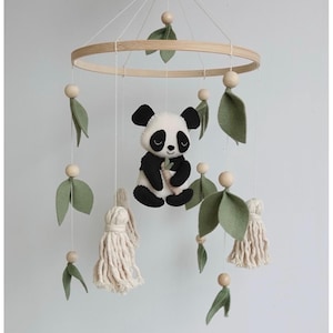 Handmade Panda Baby Mobile: Nursery Decor, Felt Plush