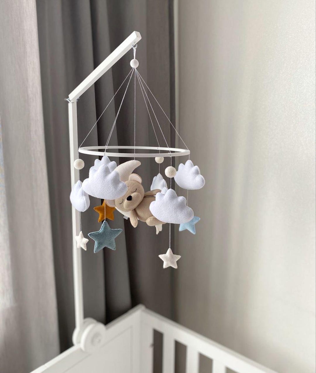 Bear Mobile Teddy Bear Mobile Bear Themed Nursery Crib Felt Mobile Baby ...