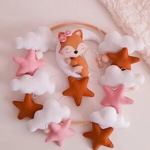 Mobile a forma di volpe per neonati, mobile con animali del bosco, regalo per baby shower a forma di volpe, giocattoli appesi a forma di volpe, regalo per neonato a forma di volpe, regalo a tema volpe per neonata, mobile a forma di volpe.