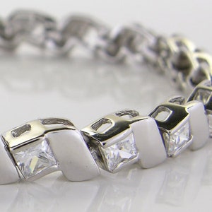 Emerald Cut Bracelet 18K Gold on Silver CZ Diamond