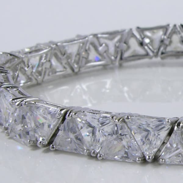 Trillion Diamond cz Bracelet 18K Gold on Silver