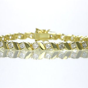 Statement Bracelet 18K Gold on Silver CZ Diamond