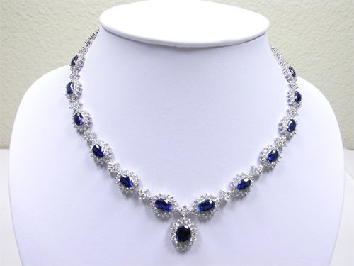 Sapphire Cz Wedding Necklace 18K Gold on Silver Free SH - Etsy Canada