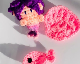 Rafayel 祁煜 (Qi Yu) Mini Mermaid Amigurumi Keychain – Love and Deepspace Inspired