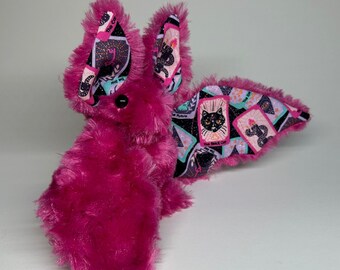 Hot Pink Sparkly Tarot Cards Glitter Bat Plush -12" Wingspan
