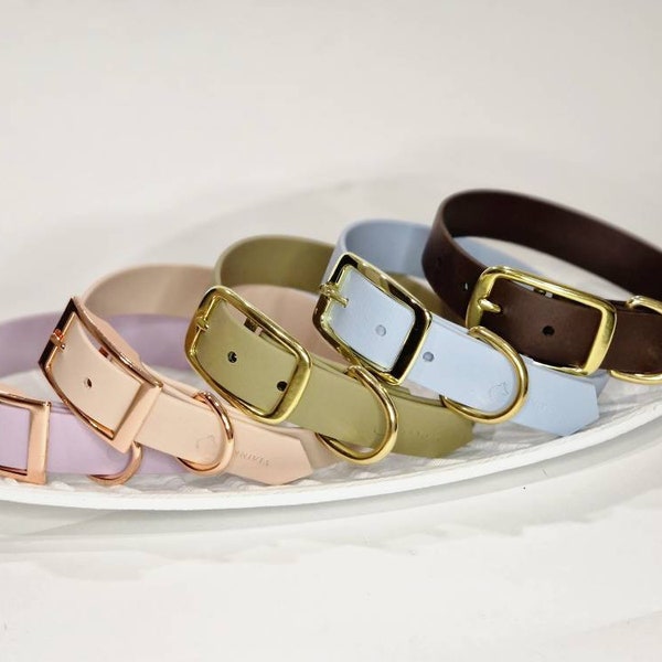 Biothane collar, easy to clean, vegan leather, waterproof, adjustable, all sizes, choose your color, make your own