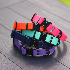 Biothane Black Safe-lock dog collar, adjustable, 25mm wide, Color choice, quick release buckle,metal safe lock buckle