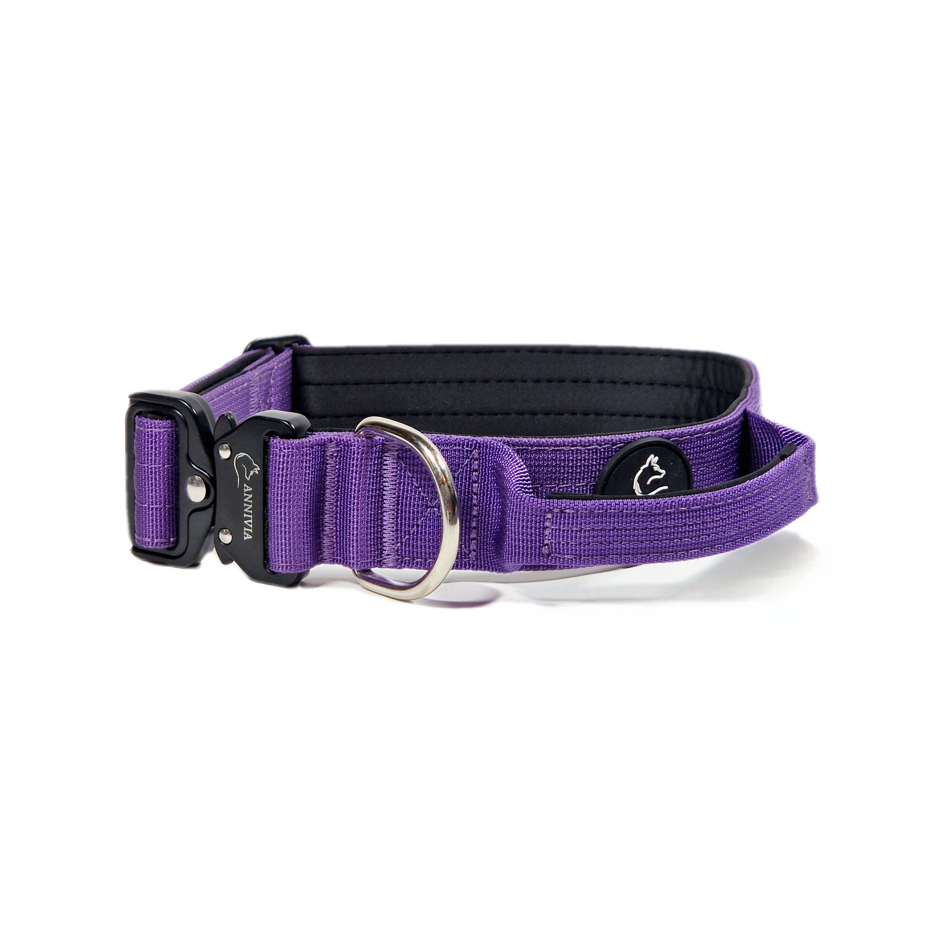 Taktisches Hundehalsband Mit Kontrollgriff – Strapazierfähig, Verstellbar, Für Mittelgroße/große Hunde (XL, Lila)