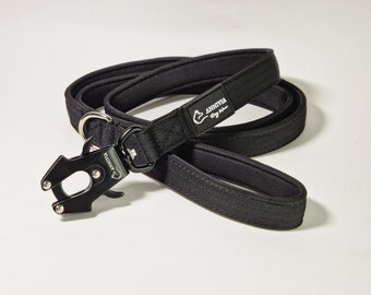 Guinzaglio tattico per cani con frog clip in alluminio, moschettone, guinzaglio neilon, neoprene imbottito, lungo 150 cm